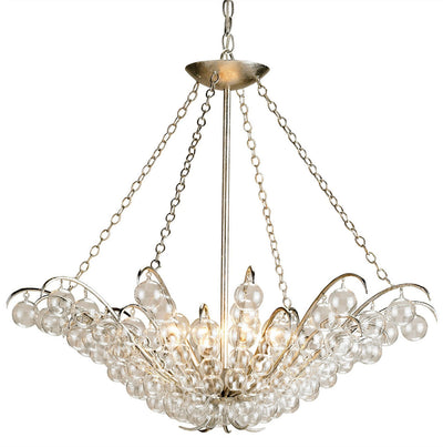 Currey and Company - 9000 - Four Light Chandelier - Quantum - Contemporary Silver Leaf