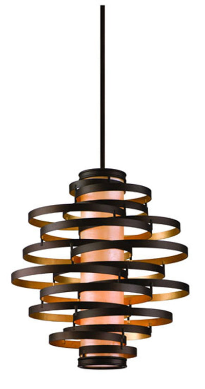 Corbett Lighting - 113-44 - Four Light Pendant - Vertigo - Bronze And Gold Leaf