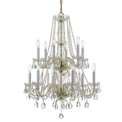 Crystorama - 1137-PB-CL-MWP - 12 Light Chandelier - Traditional Crystal - Polished Brass
