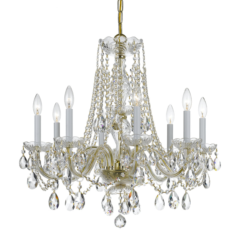 Crystorama - 1138-PB-CL-MWP - Eight Light Chandelier - Traditional Crystal - Polished Brass