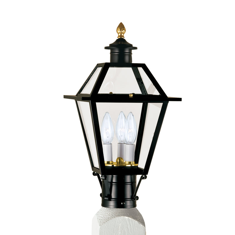 Norwell Lighting - 2234-BL-CL - Three Light Post Mount - Lexington - Black