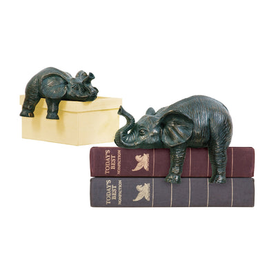 ELK Home - 4-8527172 - Bookend - Set of 2 - Sprawling Elephants - Aged Bronze