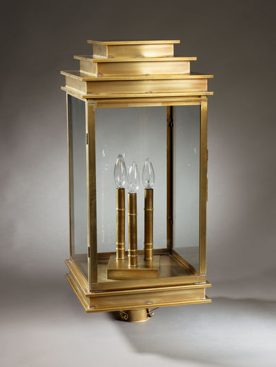 Northeast Lantern - 8953-AB-LT3-CLR - Three Light Post Mount - Empire - Antique Brass