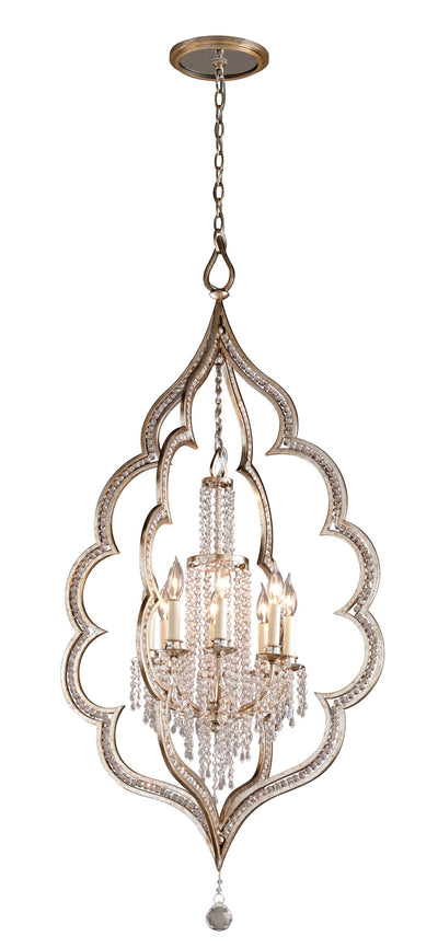 Corbett Lighting - 161-48 - Eight Light Pendant - Bijoux - Silver Leaf With Antique Mist