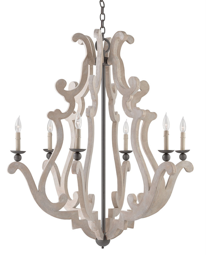 Currey and Company - 9636 - Six Light Chandelier - Durand - Portland/Old Iron