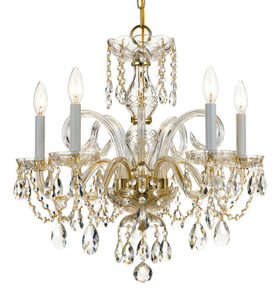 Crystorama - 1005-PB-CL-MWP - Five Light Chandelier - Traditional Crystal - Polished Brass