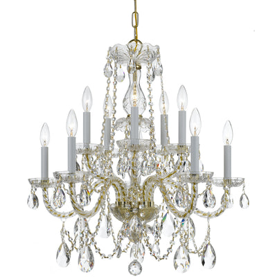 Crystorama - 1130-PB-CL-MWP - Ten Light Chandelier - Traditional Crystal - Polished Brass