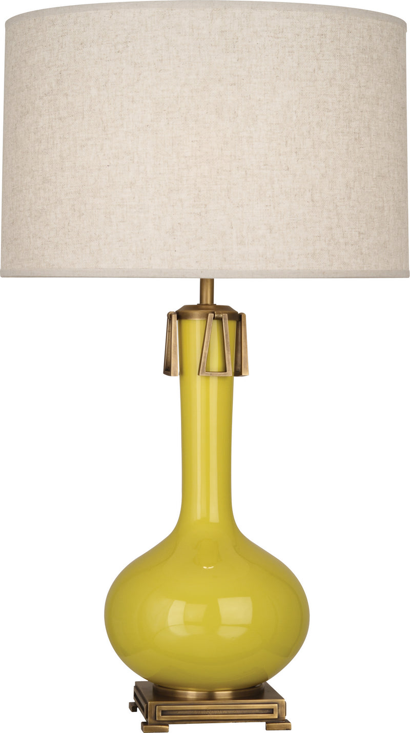 Robert Abbey - CI992 - One Light Table Lamp - Athena - Citron Glazed w/Aged Brass