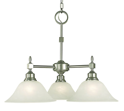 Framburg - 2439 BN/WH - Three Light Chandelier - Taylor - Brushed Nickel with White Marble Glass Shade