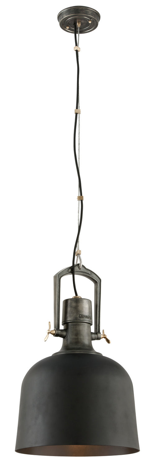 Troy Lighting - F3546-SBK/APW/PBR - One Light Pendant - Hangar 31 - Old Silver W Aged Brass Acc