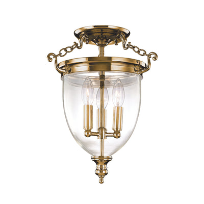Hudson Valley - 140-AGB - Three Light Semi Flush Mount - Hanover - Aged Brass