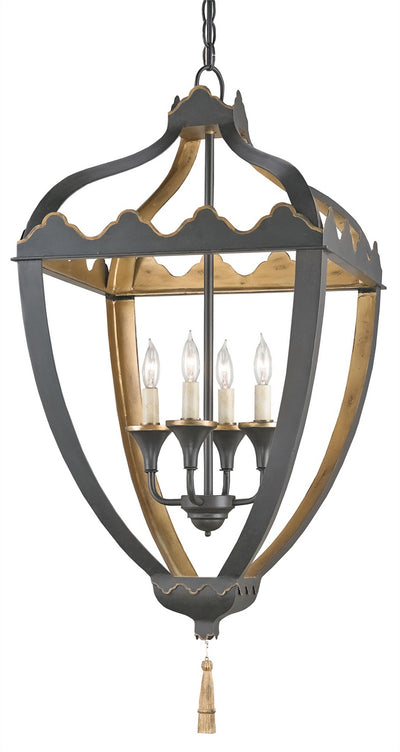 Currey and Company - 9341 - Four Light Lantern - Beaumont - Bel Air Black/Bel Air Gold