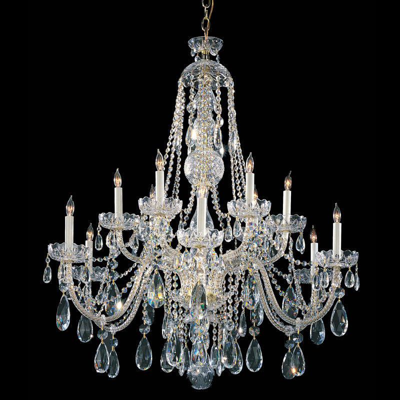 Crystorama - 1114-PB-CL-MWP - 12 Light Chandelier - Traditional Crystal - Polished Brass