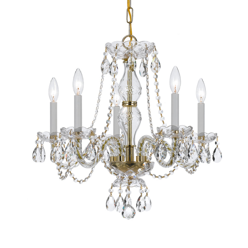 Crystorama - 5085-PB-CL-S - Five Light Chandelier - Traditional Crystal - Polished Brass