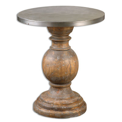 Uttermost - 24491 - Accent Table - Blythe - Aluminum/Weathered Fir Wood