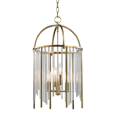 Hudson Valley - 2512-AGB - Four Light Pendant - Lewis - Aged Brass