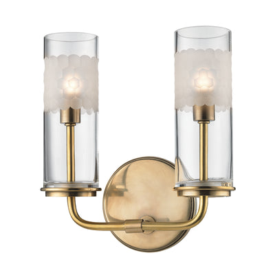 Hudson Valley - 3902-AGB - Two Light Wall Sconce - Wentworth - Aged Brass