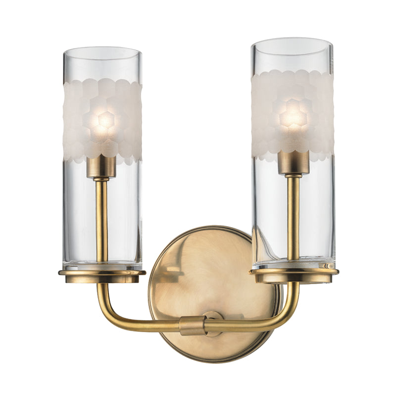 Hudson Valley - 3902-AGB - Two Light Wall Sconce - Wentworth - Aged Brass