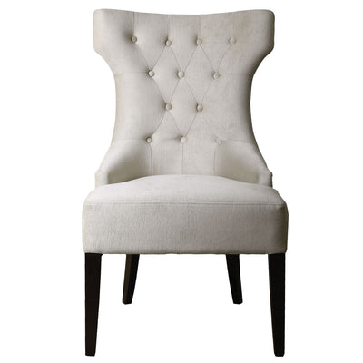 Uttermost - 23239 - Wing Chair - Arlette - Ebony Stain, Antique White, Brass