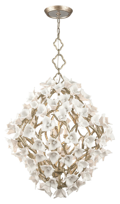 Corbett Lighting - 211-48 - Eight Light Pendant - Lily - Enchanted Silver Leaf
