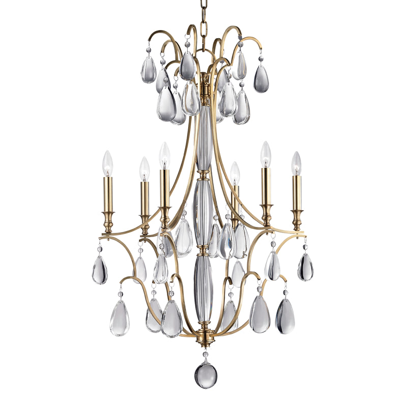 Hudson Valley - 9324-AGB - Six Light Chandelier - Crawford - Aged Brass