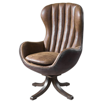 Uttermost - 23268 - Mid-century Swivel Chair - Garrett - Brown Faux