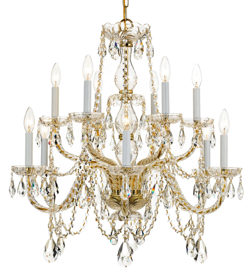 Crystorama - 1135-PB-CL-MWP - 12 Light Chandelier - Traditional Crystal - Polished Brass