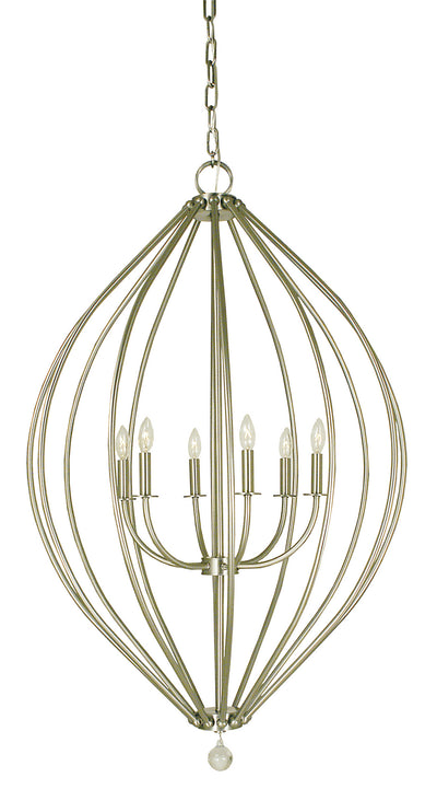 Framburg - 4346 BN - Six Light Foyer Chandelier - Dewdrop - Brushed Nickel