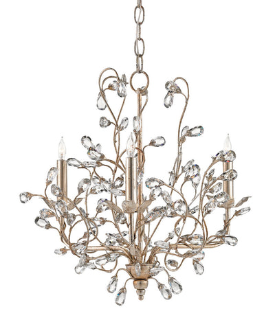 Currey and Company - 9974 - Three Light Chandelier - Crystal - Silver Granello