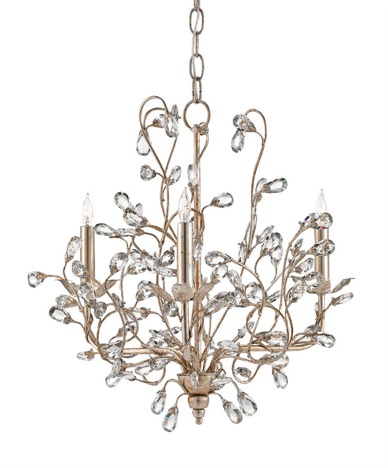 Currey and Company - 9974 - Three Light Chandelier - Crystal - Silver Granello