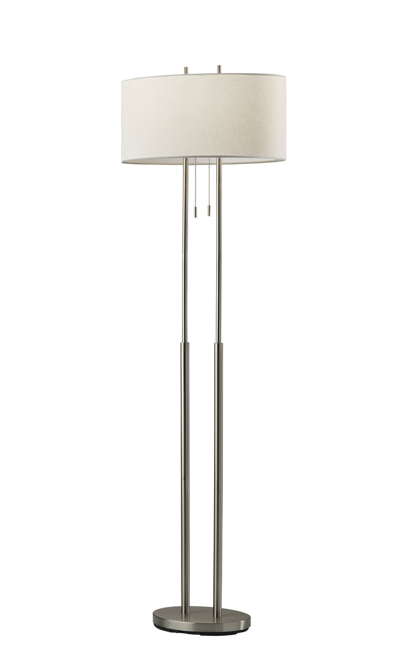 Adesso Home - 4016-22 - Two Light Floor Lamp - Duet - Brushed Steel