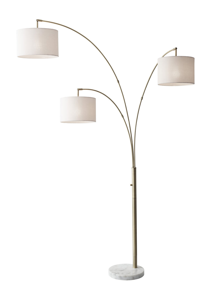 Adesso Home - 4250-21 - Three Light Arc Lamp - Bowery - White Marble