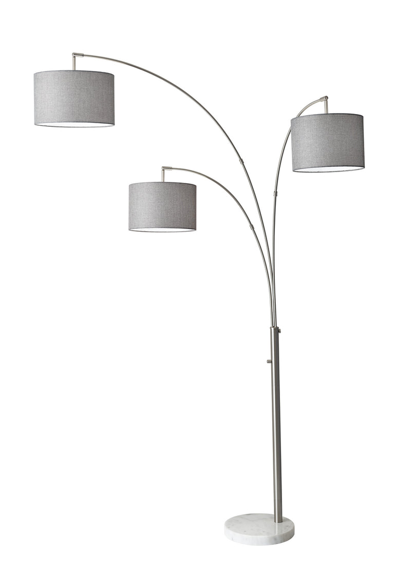 Adesso Home - 4250-22 - Three Light Arc Lamp - Bowery - White Marble