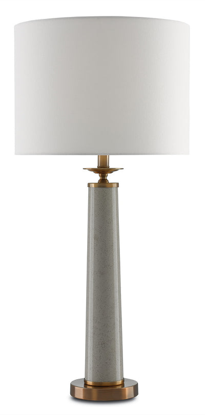 Currey and Company - 6000-0032 - One Light Table Lamp - Rhyme - Speckled Griffin Gray/Antique Brushed Brass