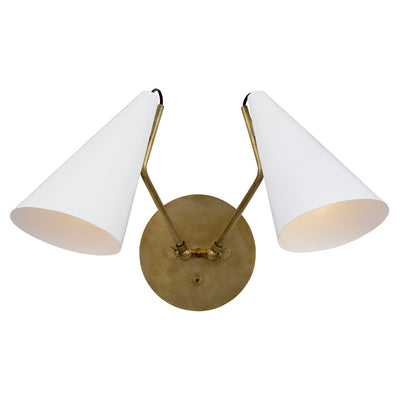 Visual Comfort Signature - ARN 2059HAB-WHT - Two Light Wall Sconce - Clemente - Hand-Rubbed Antique Brass