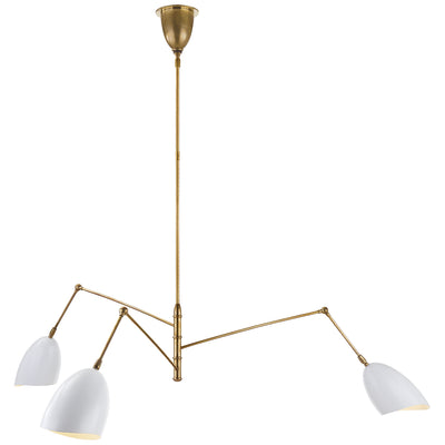 Visual Comfort Signature - ARN 5009HAB-WHT - Three Light Chandelier - Sommerard - Hand-Rubbed Antique Brass and White