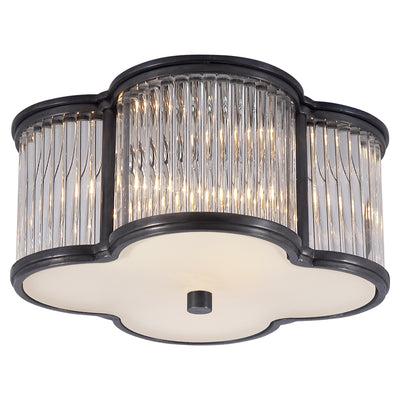 Visual Comfort Signature - AH 4014GM/CG-FG - Two Light Flush Mount - Basil - Gun Metal and Clear Glass Rods with Frosted Glass