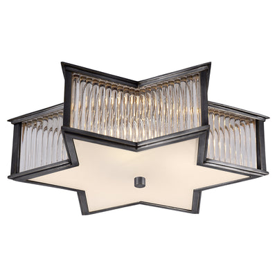 Visual Comfort Signature - AH 4017GM/CG-FG - Three Light Flush Mount - Sophia - Gun Metal and Clear Glass Rods with Frosted Glass