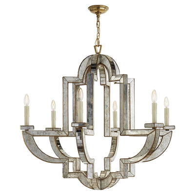 Visual Comfort Signature - NW 5041AM/HAB - Six Light Chandelier - Lido - Antique Mirror with Antique Brass