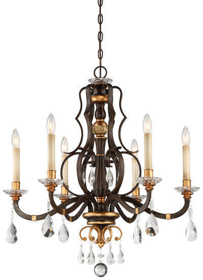 Metropolitan - N6456-652 - Six Light Chandelier - Chateau Nobles - Raven Bronze W/Sunburst Gold H