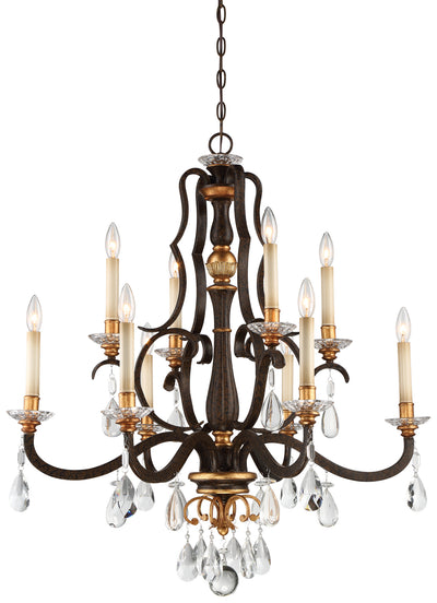 Metropolitan - N6459-652 - Ten Light Chandelier - Chateau Nobles - Raven Bronze W/Sunburst Gold H