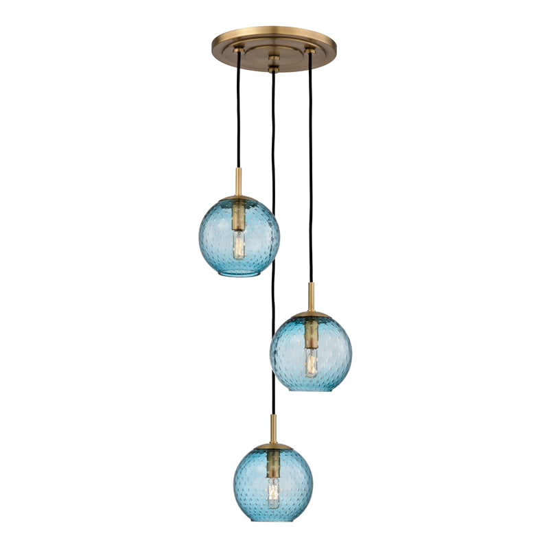 Hudson Valley - 2033-AGB-BL - Three Light Pendant - Rousseau - Aged Brass