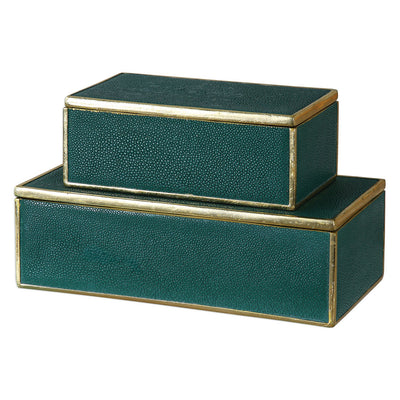 Uttermost - 18723 - Boxes S/2 - Karis - Green w/Bright Gold Leaf