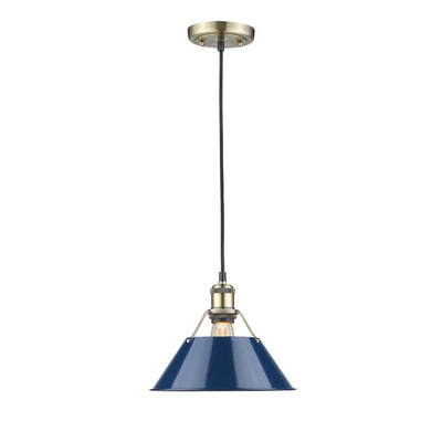 Golden - 3306-M AB-NVY - One Light Pendant - Orwell AB - Aged Brass
