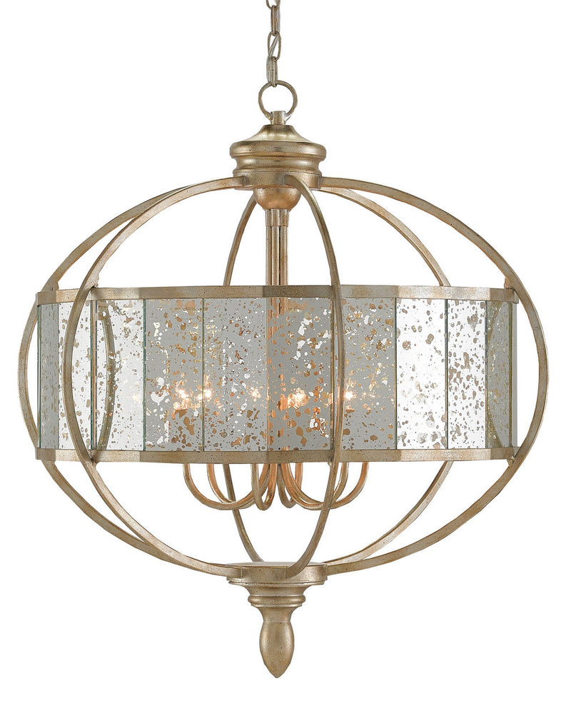 Currey and Company - 9000-0072 - Six Light Chandelier - Florence - Silver Granello/Raj Mirror