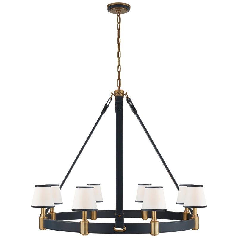 Ralph Lauren - RL 5612NB/NVY-L - Eight Light Chandelier - Riley - Natural Brass and Navy Leather