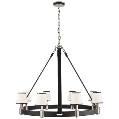Ralph Lauren - RL 5612PN/CHC-L - Eight Light Chandelier - Riley - Polished Nickel and Chocolate Leather