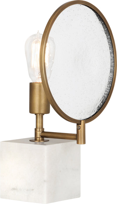 Robert Abbey - 1526 - One Light Accent Lamp - Fineas - Alabaster Stone Base and Aged Brass