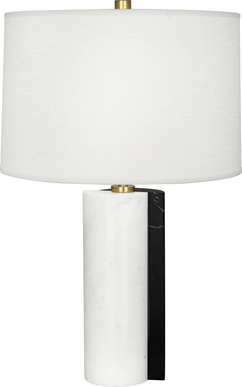 Robert Abbey - 889 - One Light Table Lamp - Jonathan Adler Canaan - Carrara and Black Marble Base w/Antique Brass