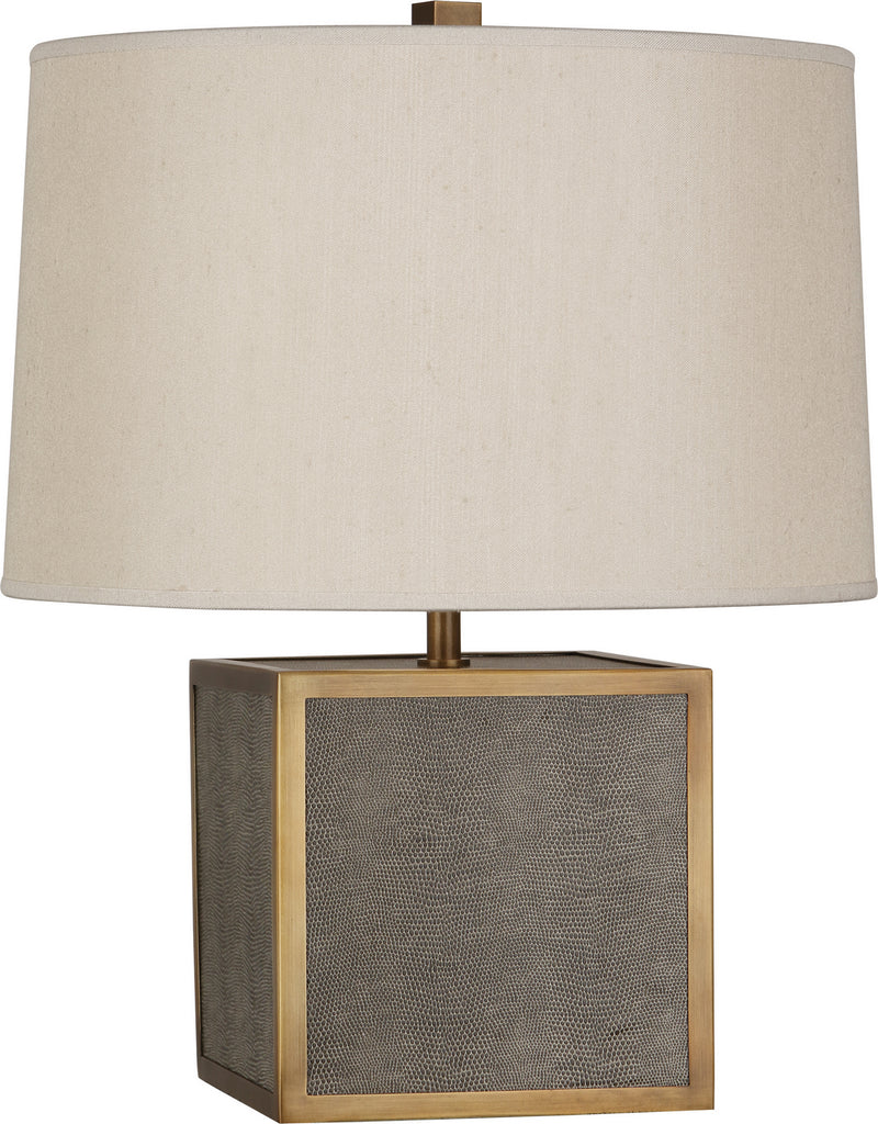 Robert Abbey - 897 - One Light Accent Lamp - Anna - Faux Brown Snakeskin Wrapped Base w/ Aged Brass